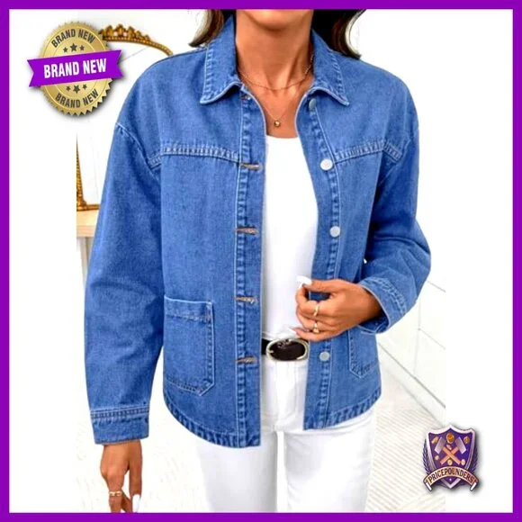 Oversized Denim Jacket Classic Boyfriend Fit Casual Chic Trendy Minimal